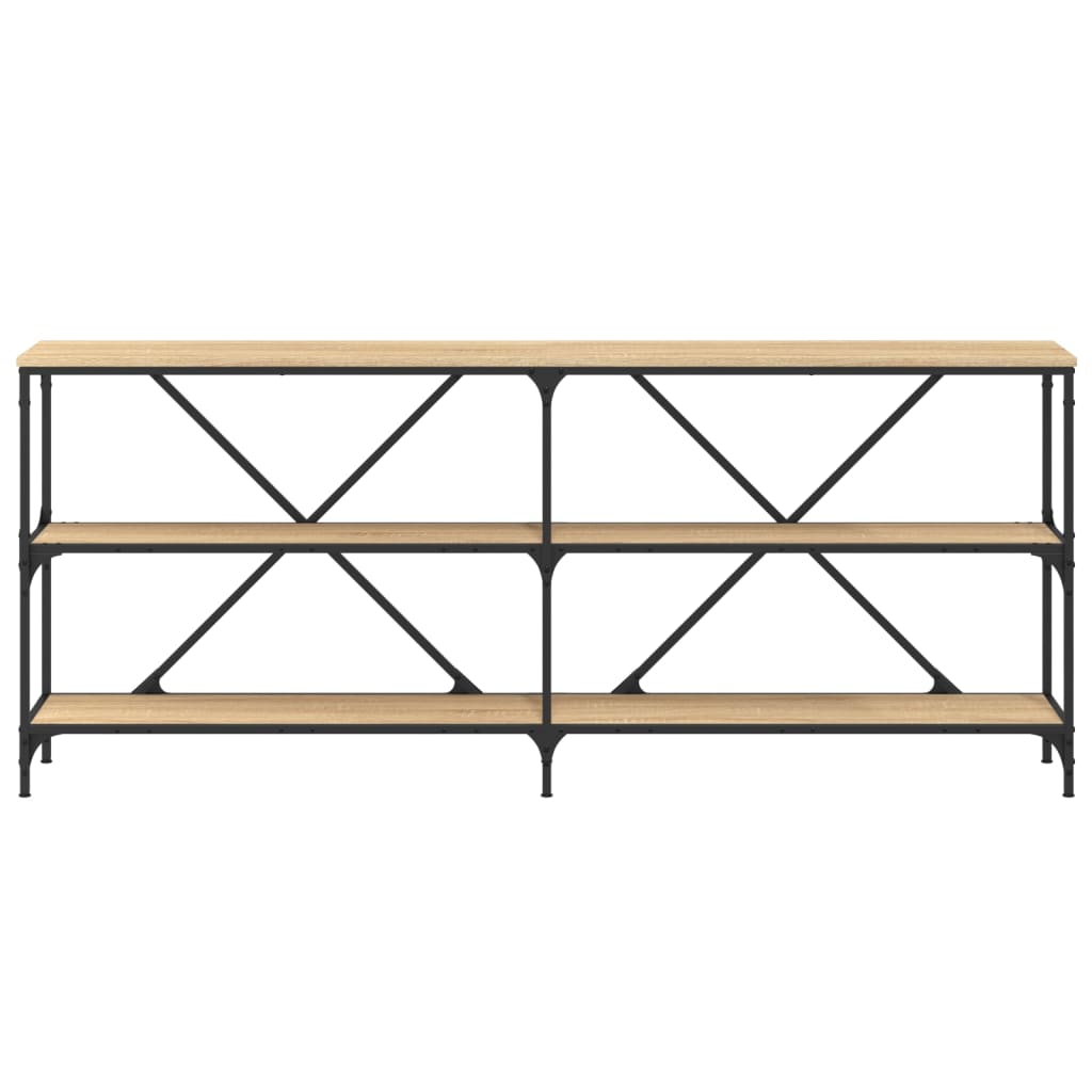 konsolbord 180x30x75 cm konstrueret træ og jern sonoma-eg