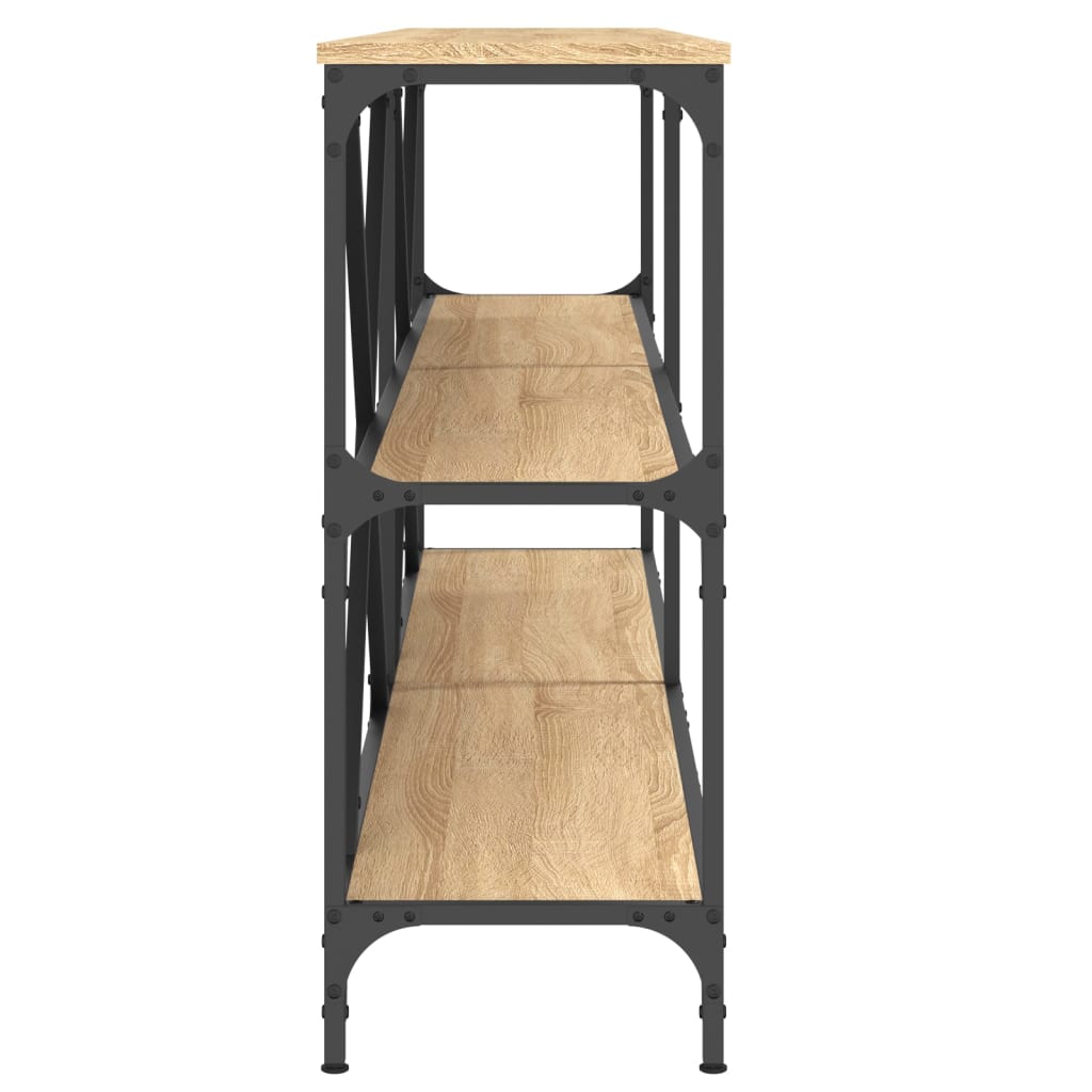 konsolbord 180x30x75 cm konstrueret træ og jern sonoma-eg