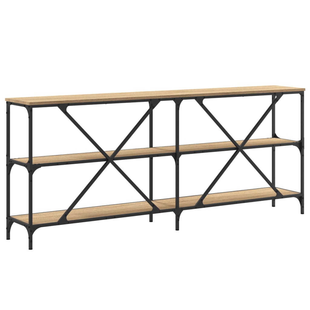 konsolbord 180x30x75 cm konstrueret træ og jern sonoma-eg