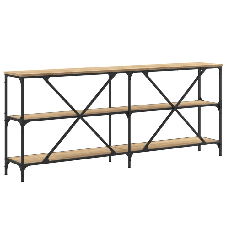 konsolbord 180x30x75 cm konstrueret træ og jern sonoma-eg