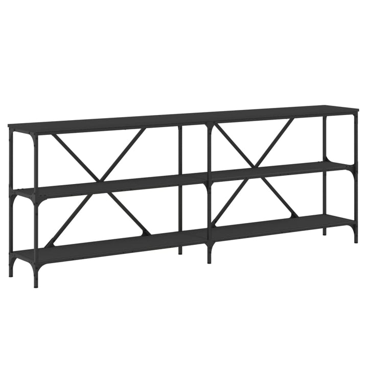 konsolbord 200x30x75 cm konstrueret træ og jern sort