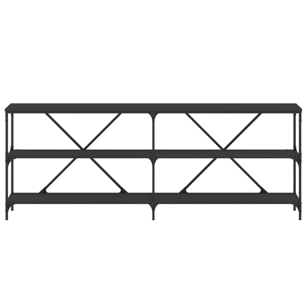konsolbord 200x30x75 cm konstrueret træ og jern sort