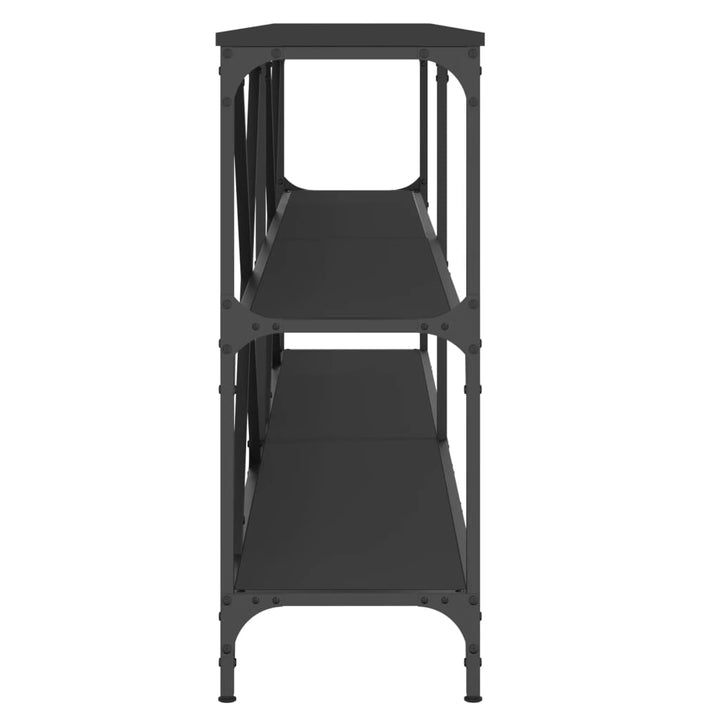 konsolbord 200x30x75 cm konstrueret træ og jern sort