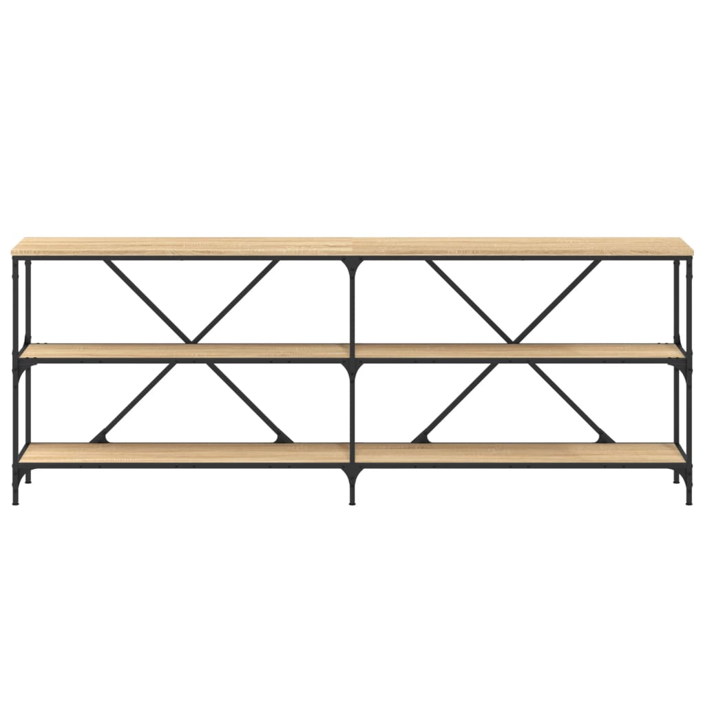 konsolbord 200x30x75 cm konstrueret træ og jern sonoma-eg