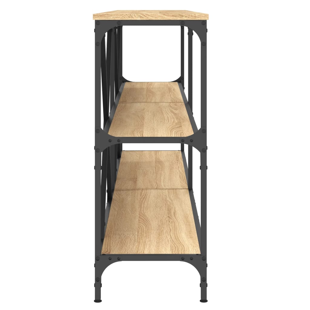 konsolbord 200x30x75 cm konstrueret træ og jern sonoma-eg