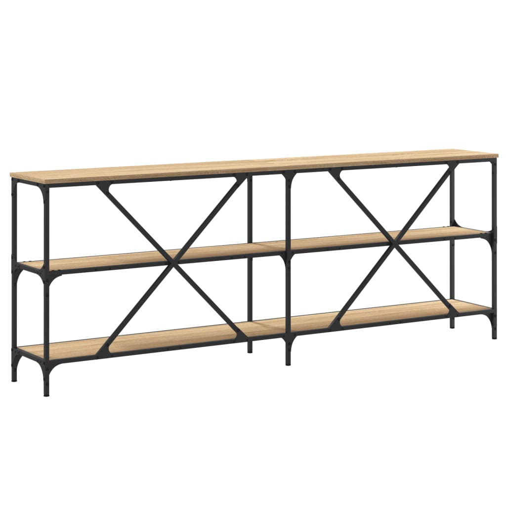 konsolbord 200x30x75 cm konstrueret træ og jern sonoma-eg