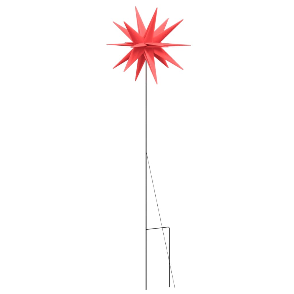 juledekoration med LED-lys og jordspyd 3 stk. 57 cm foldbar rød