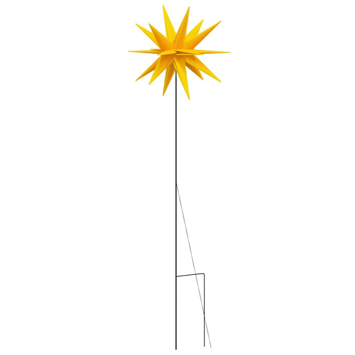 juledekoration med LED-lys og jordspyd 3 stk. 57 cm foldbar gul