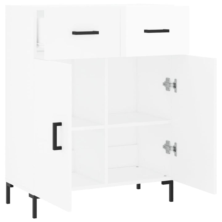 skænk 69,5x34x90 cm konstrueret træ hvid højglans