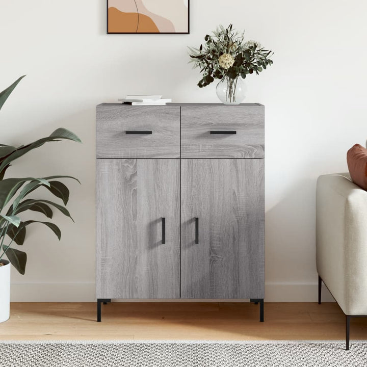 skænk 69,5x34x90 cm konstrueret træ grå sonoma-eg