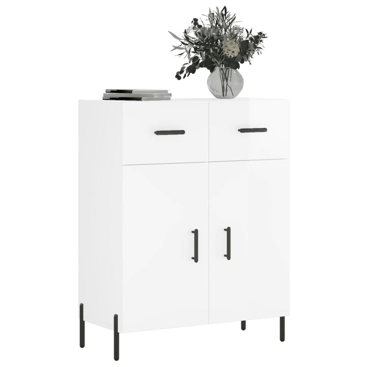 skænk 69,5x34x90 cm konstrueret træ hvid højglans