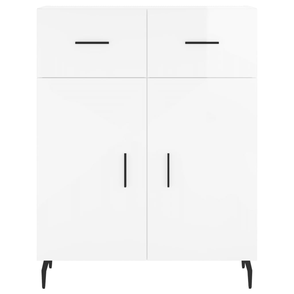 skænk 69,5x34x90 cm konstrueret træ hvid højglans