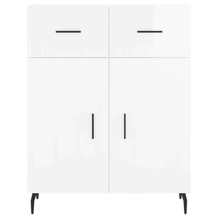 skænk 69,5x34x90 cm konstrueret træ hvid højglans