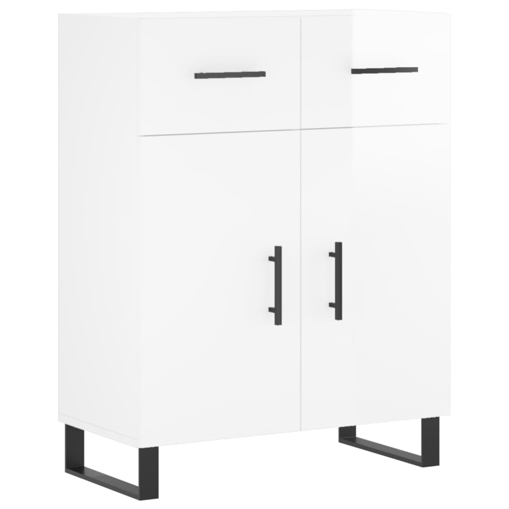 skænk 69,5x34x90 cm konstrueret træ hvid højglans