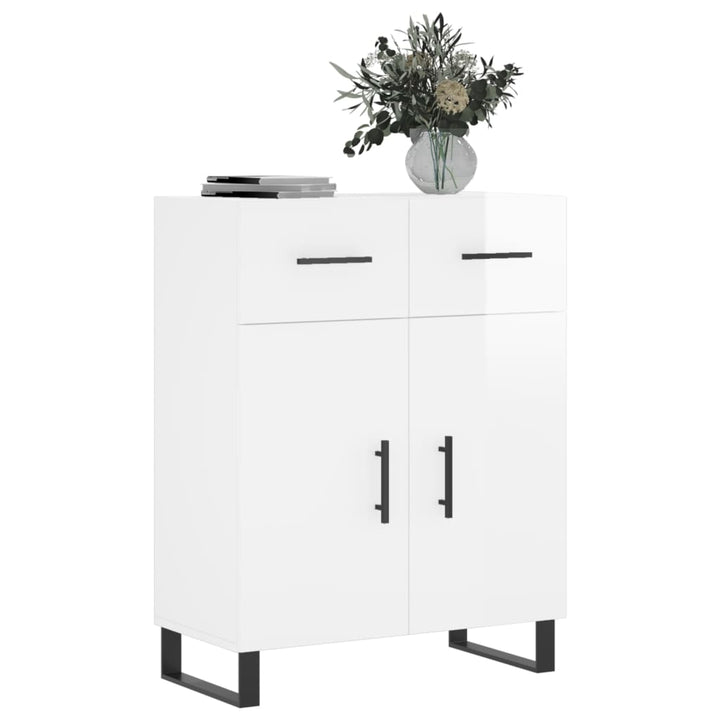 skænk 69,5x34x90 cm konstrueret træ hvid højglans
