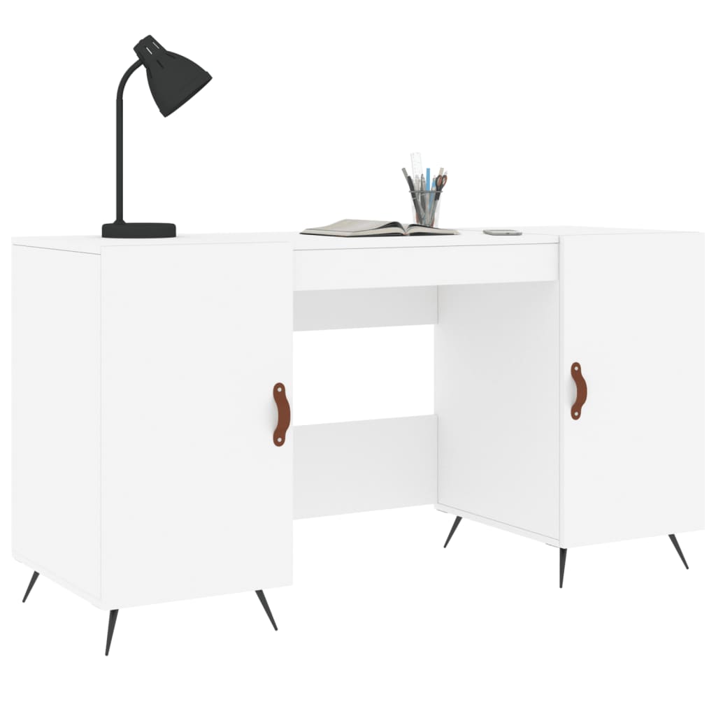 skrivebord 140x50x75 cm konstrueret træ hvid