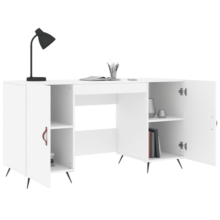 skrivebord 140x50x75 cm konstrueret træ hvid