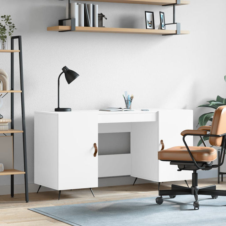 skrivebord 140x50x75 cm konstrueret træ hvid