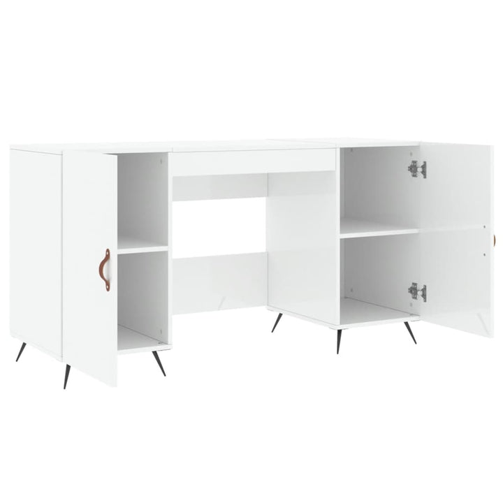 skrivebord 140x50x75 cm konstrueret træ hvid højglans