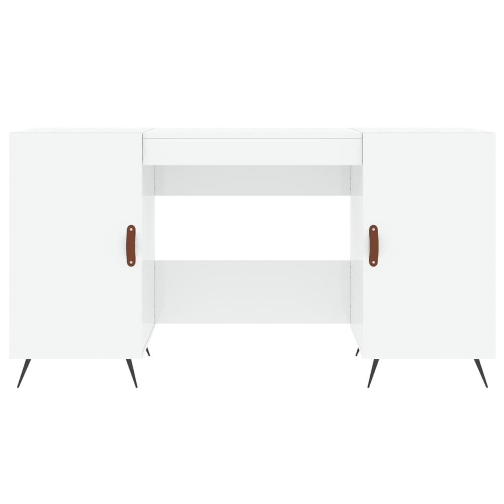 skrivebord 140x50x75 cm konstrueret træ hvid højglans