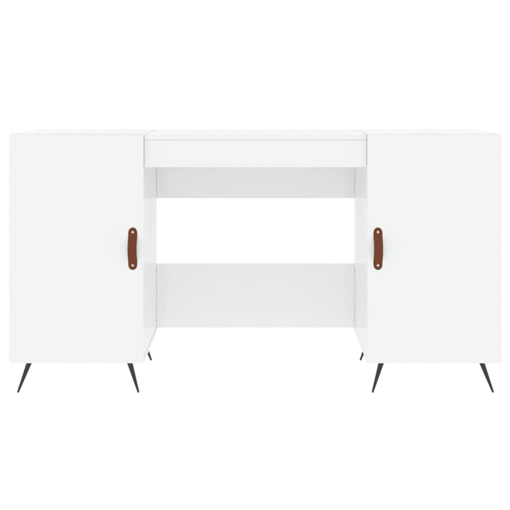 skrivebord 140x50x75 cm konstrueret træ hvid højglans