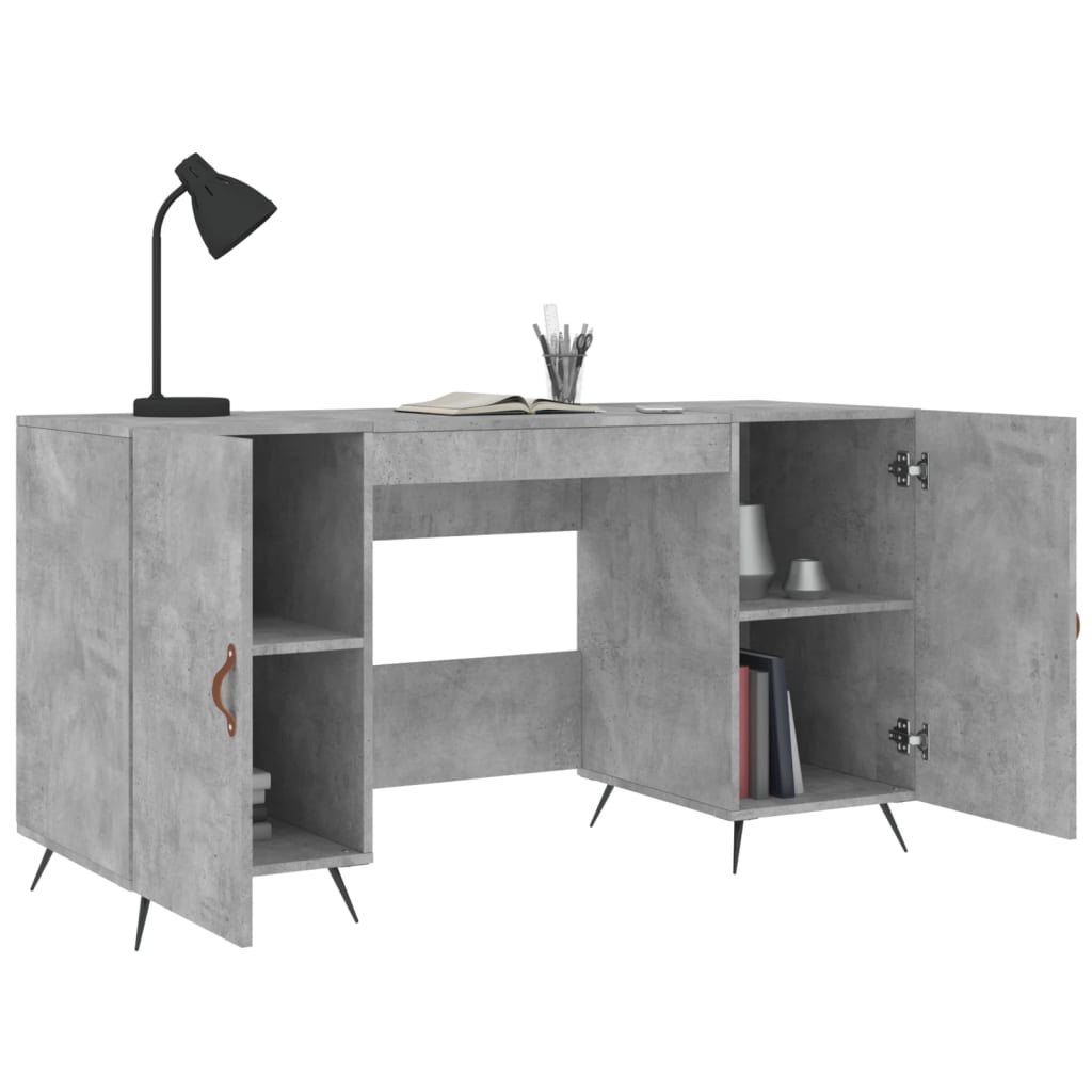 skrivebord 140x50x75 cm konstrueret træ betongrå