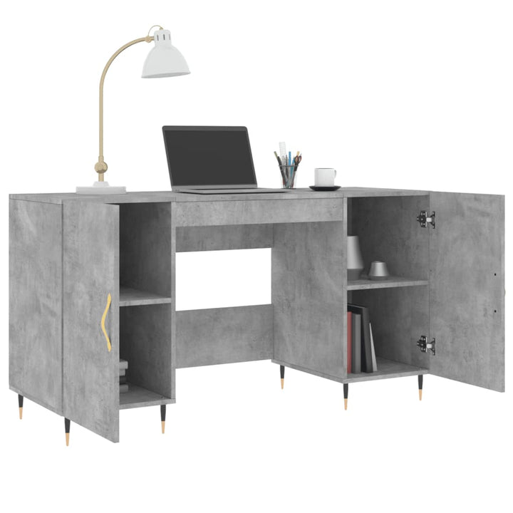skrivebord 140x50x75 cm konstrueret træ betongrå