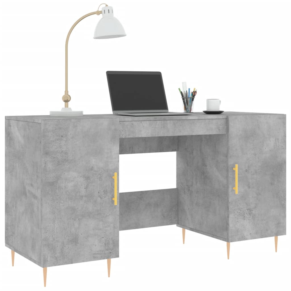 skrivebord 140x50x75 cm konstrueret træ betongrå