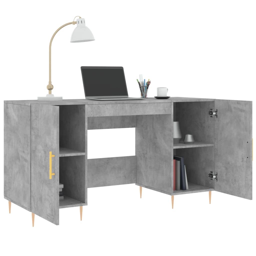 skrivebord 140x50x75 cm konstrueret træ betongrå