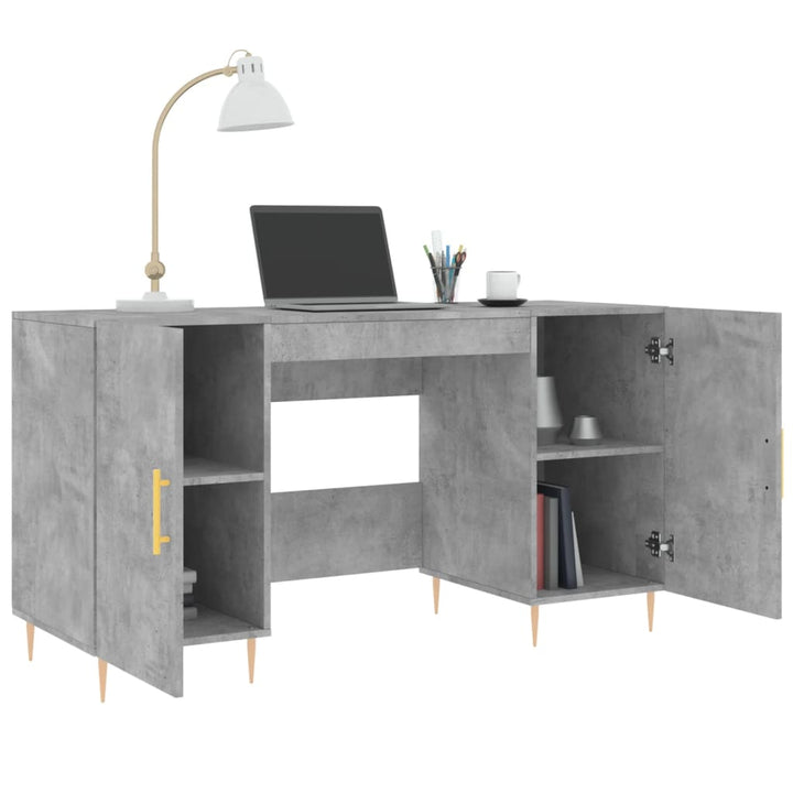 skrivebord 140x50x75 cm konstrueret træ betongrå