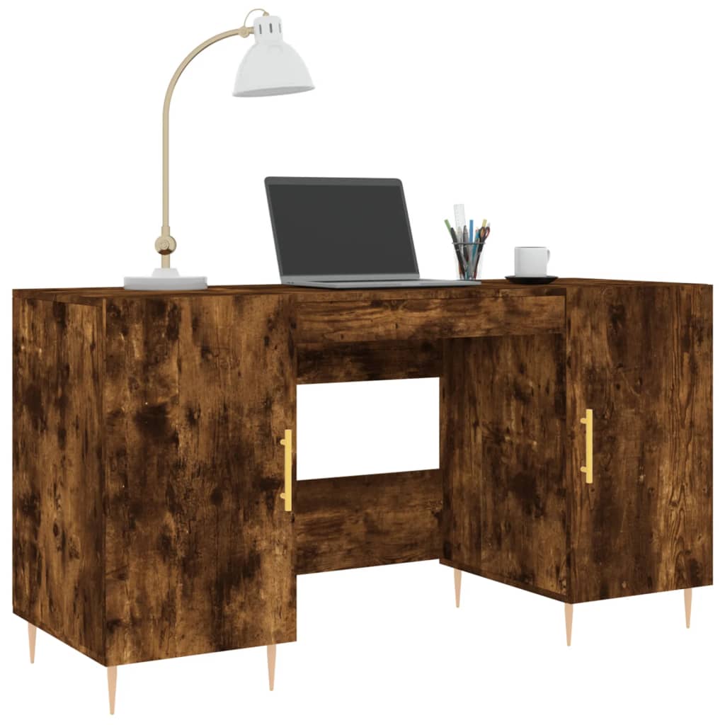 skrivebord 140x50x75 cm konstrueret træ røget egetræsfarve