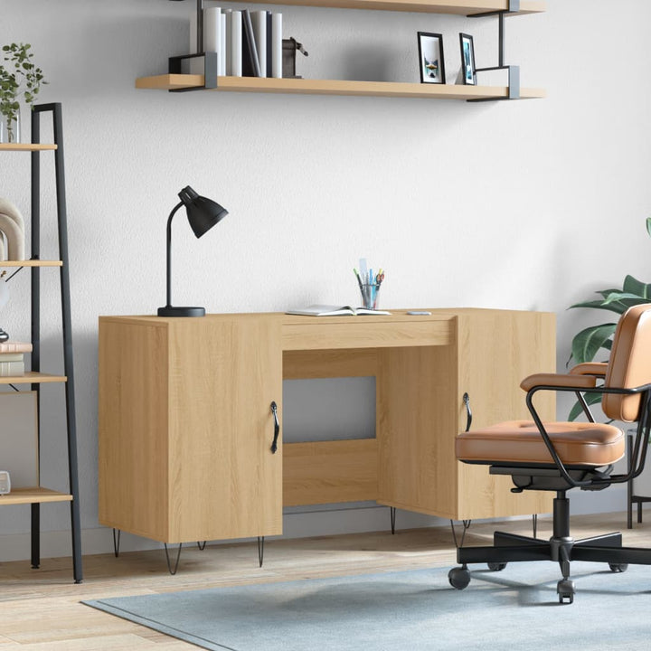skrivebord 140x50x75 cm konstrueret træ sonoma-eg