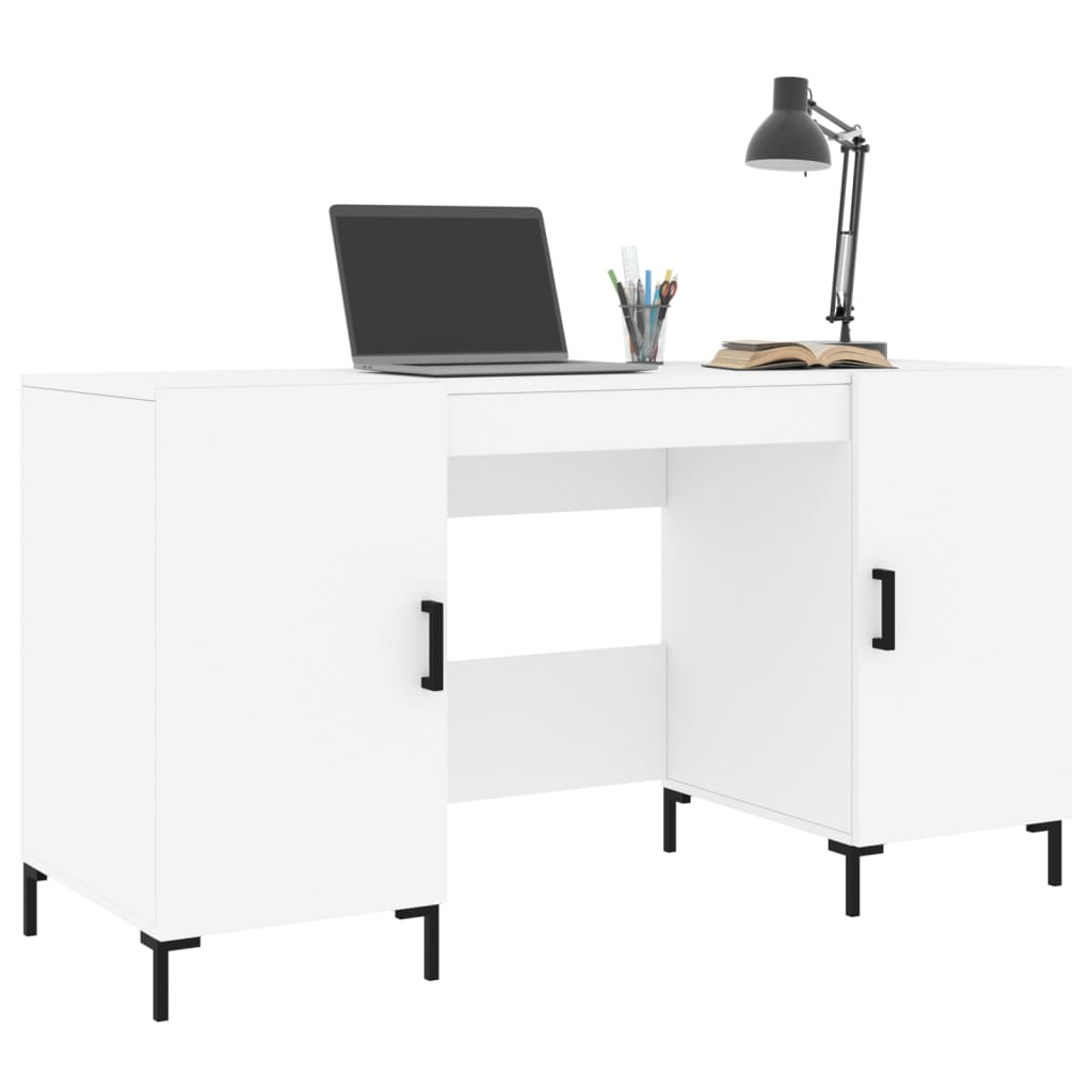 skrivebord 140x50x75 cm konstrueret træ hvid