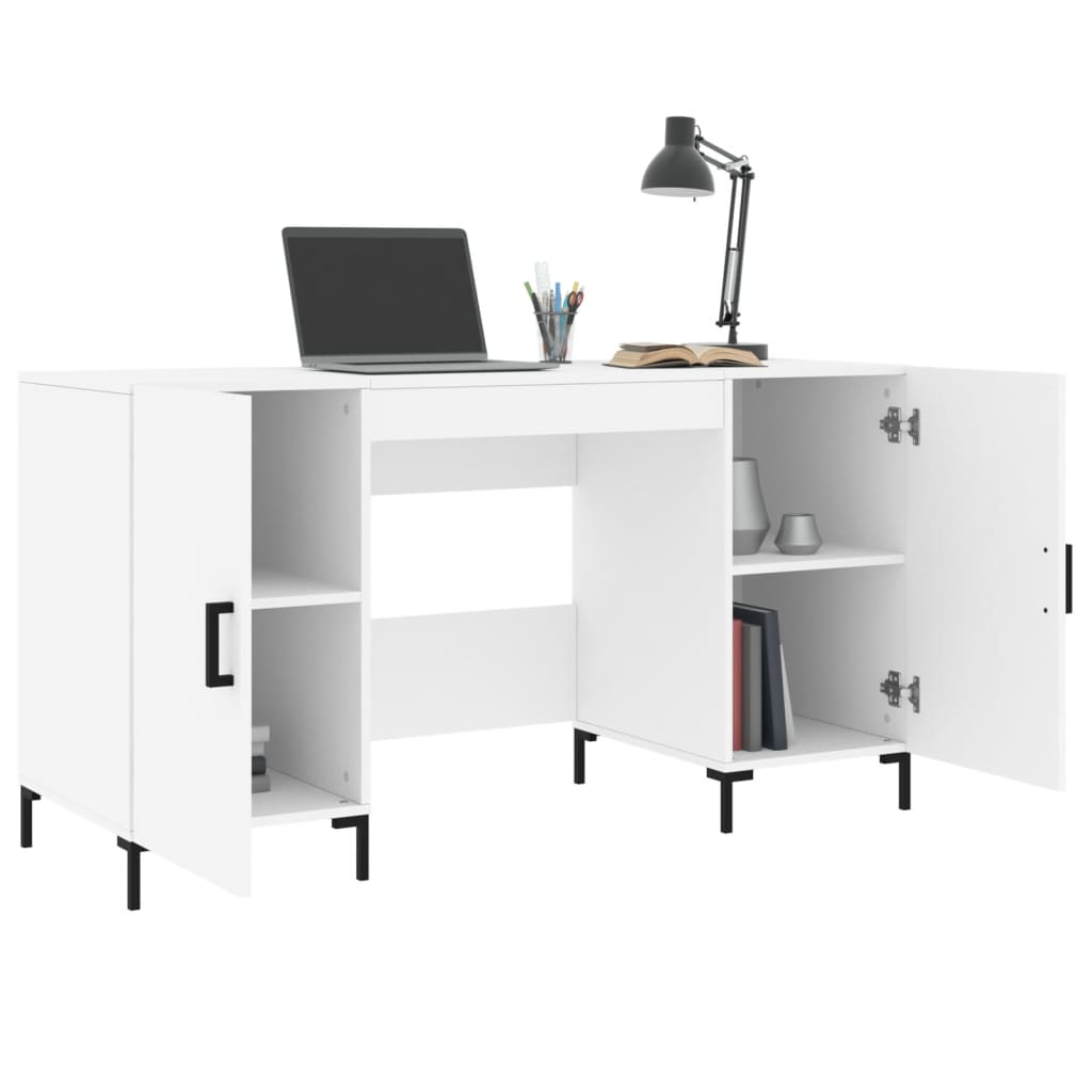 skrivebord 140x50x75 cm konstrueret træ hvid
