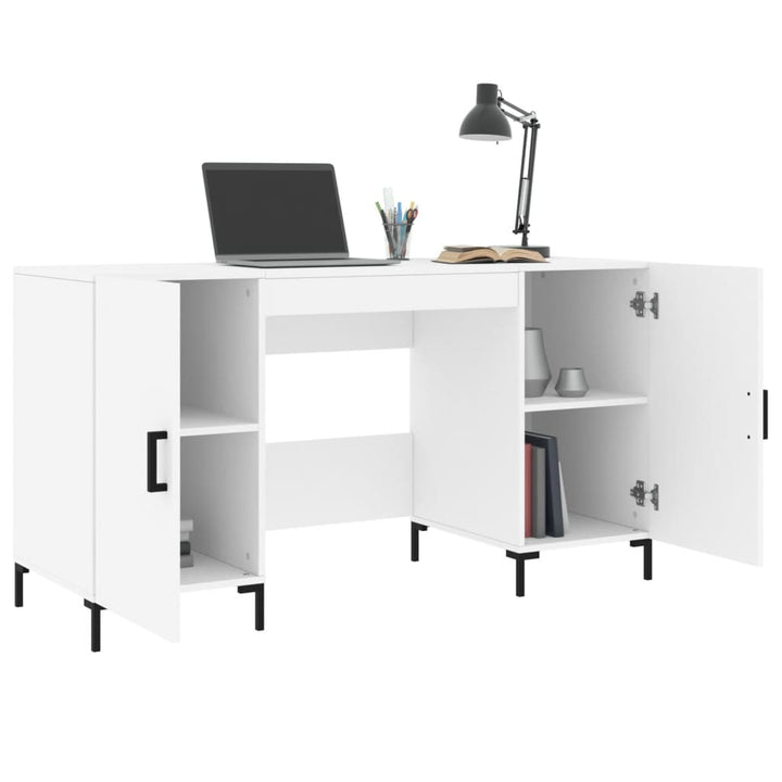 skrivebord 140x50x75 cm konstrueret træ hvid