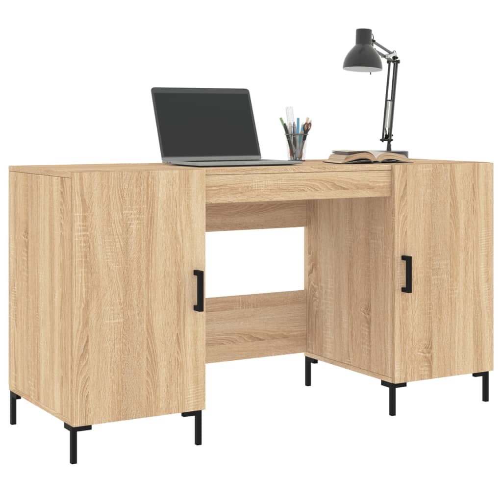 skrivebord 140x50x75 cm konstrueret træ sonoma-eg