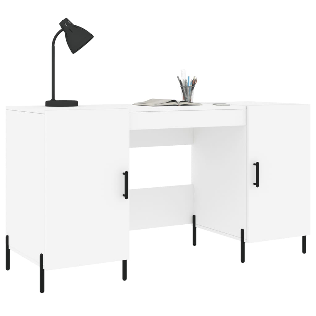 skrivebord 140x50x75 cm konstrueret træ hvid
