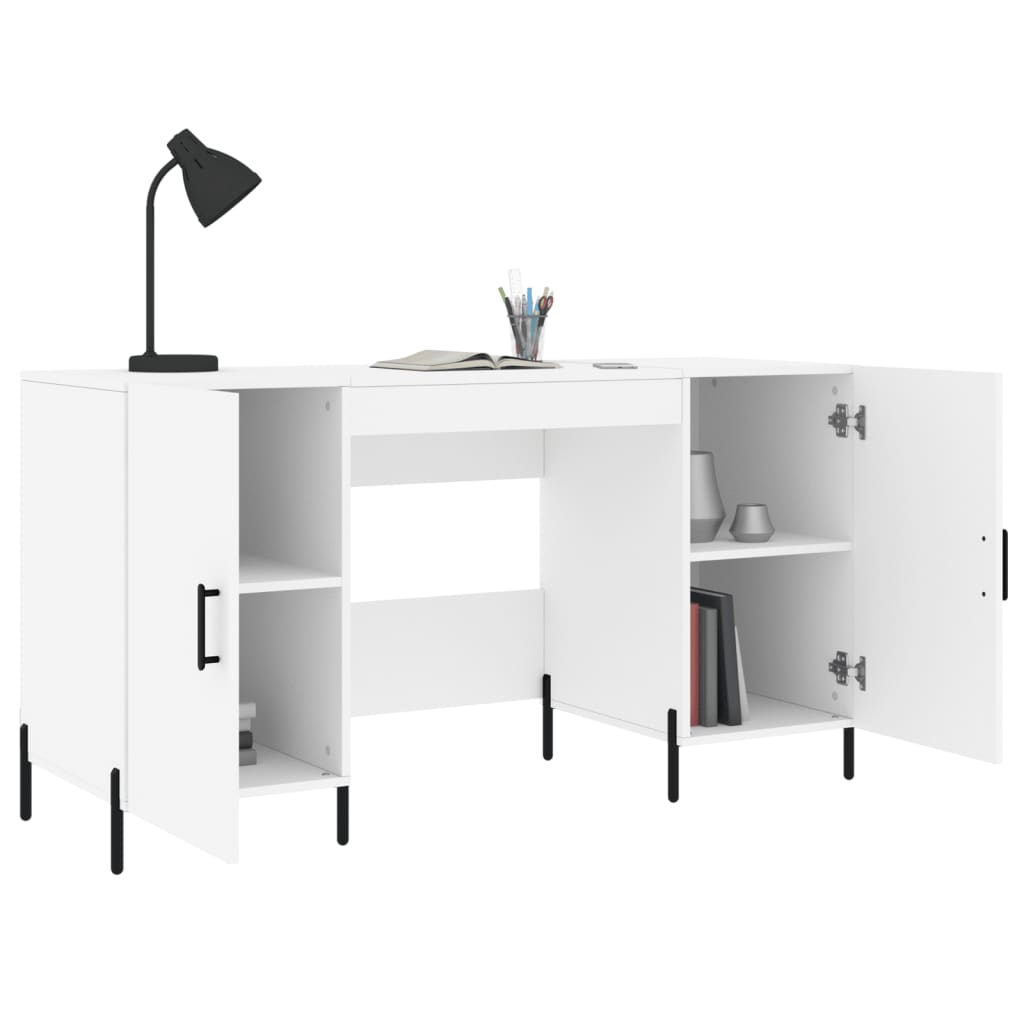 skrivebord 140x50x75 cm konstrueret træ hvid