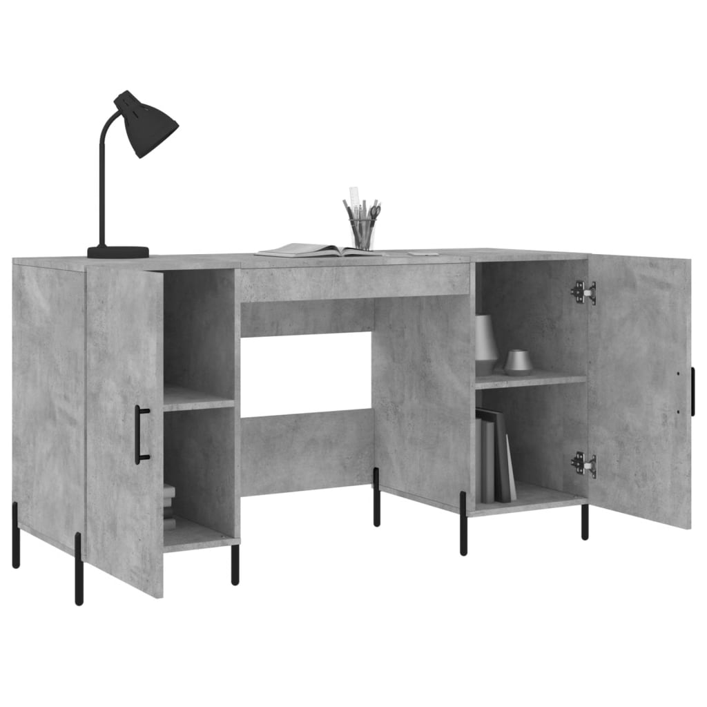 skrivebord 140x50x75 cm konstrueret træ betongrå