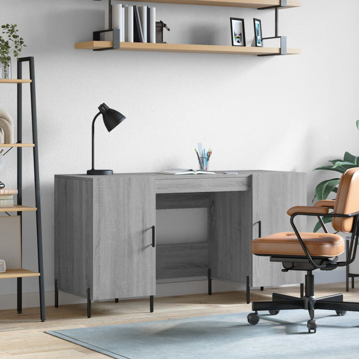 skrivebord 140x50x75 cm konstrueret træ grå sonoma-eg