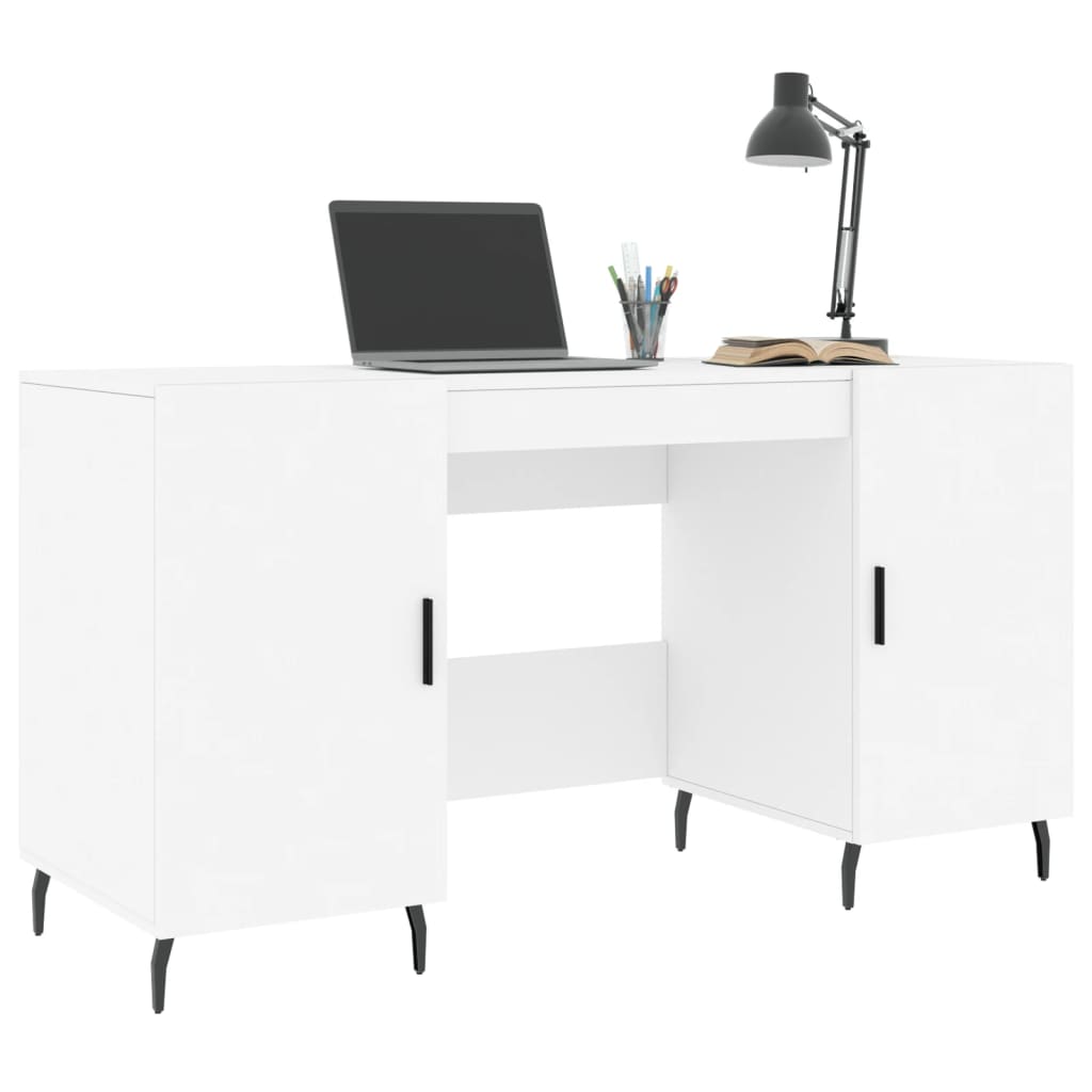 skrivebord 140x50x75 cm konstrueret træ hvid