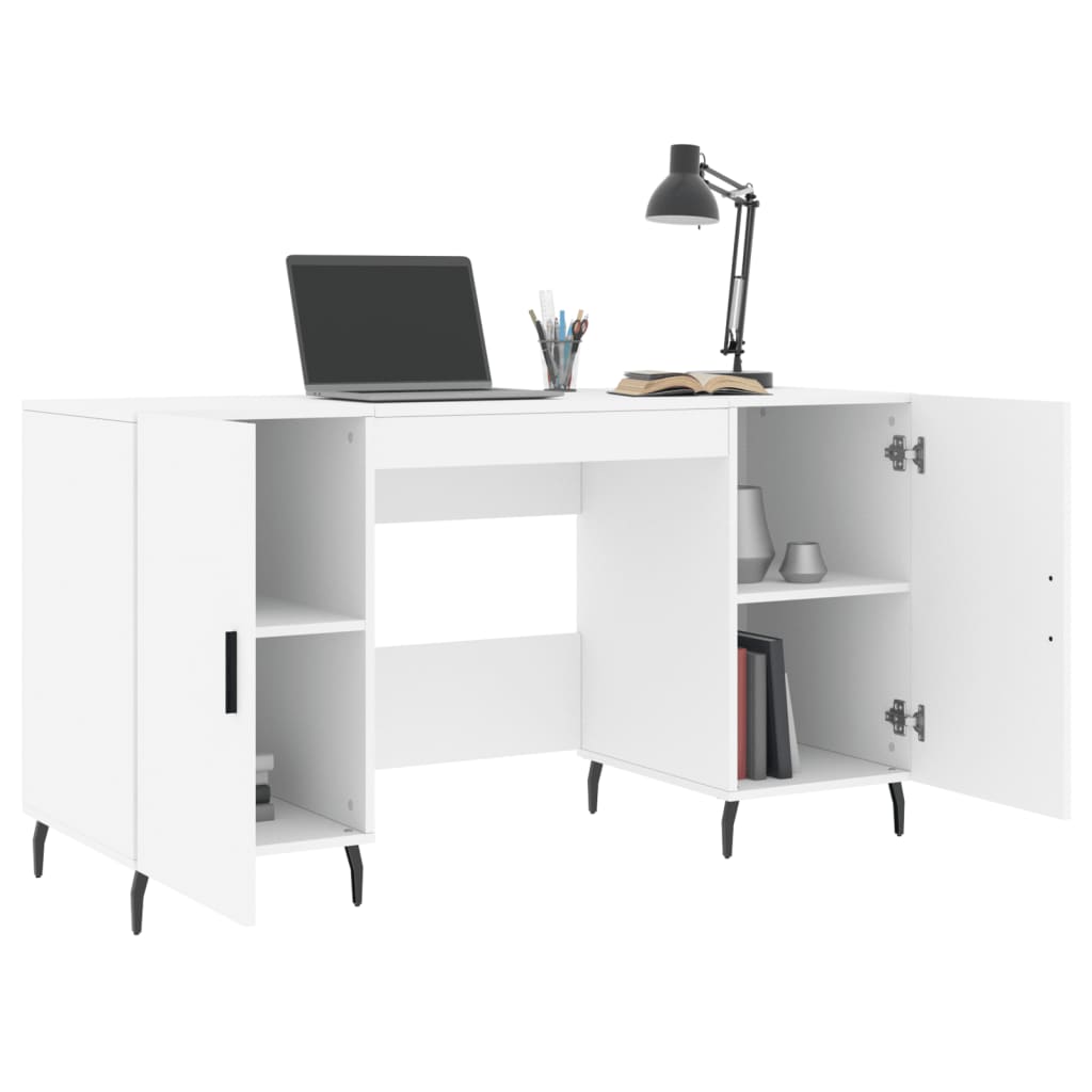 skrivebord 140x50x75 cm konstrueret træ hvid