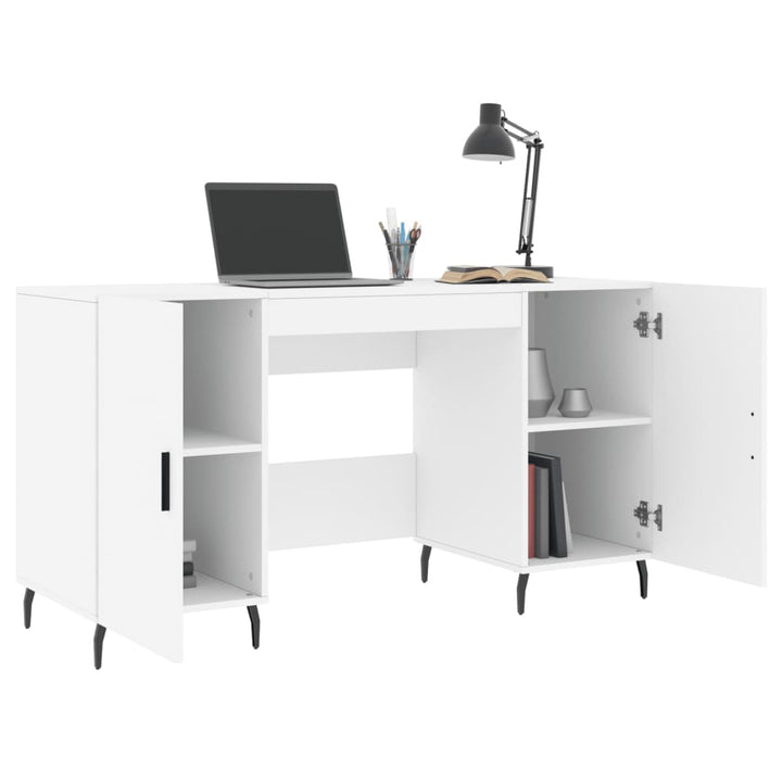 skrivebord 140x50x75 cm konstrueret træ hvid