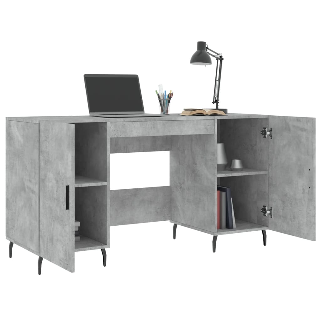 skrivebord 140x50x75 cm konstrueret træ betongrå