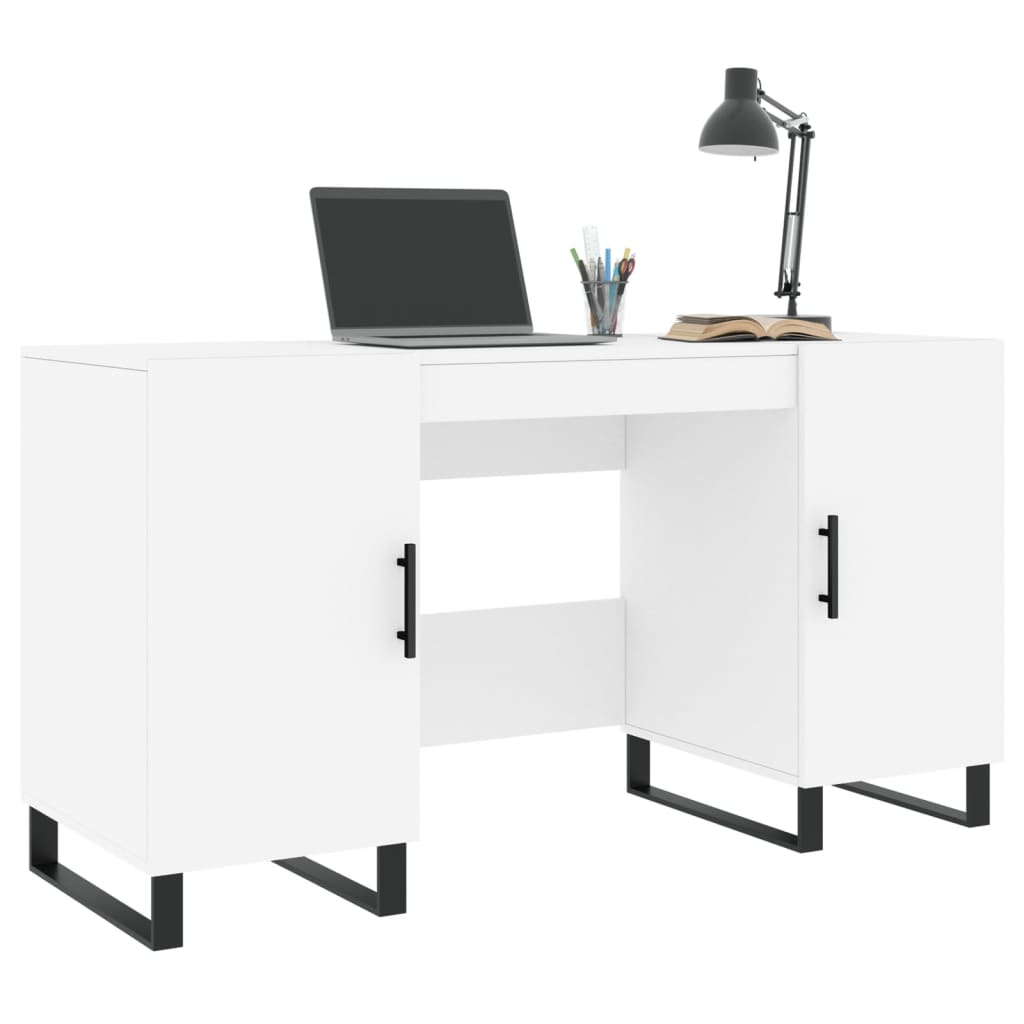 skrivebord 140x50x75 cm konstrueret træ hvid