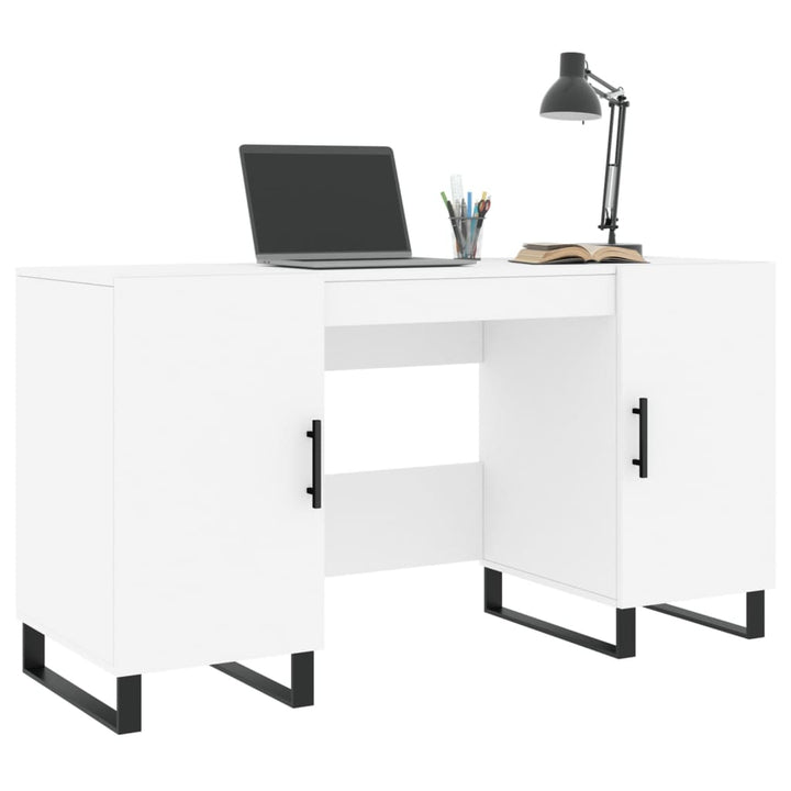 skrivebord 140x50x75 cm konstrueret træ hvid