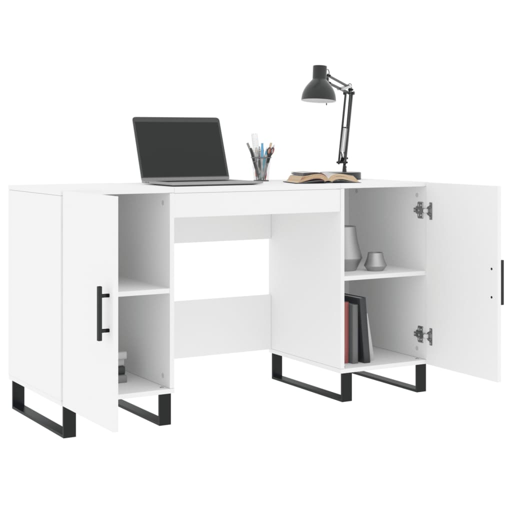 skrivebord 140x50x75 cm konstrueret træ hvid