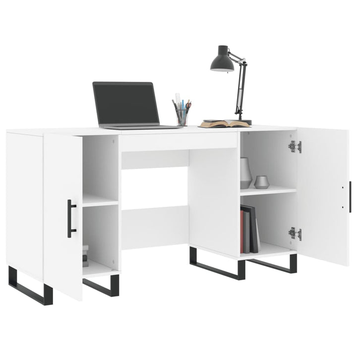 skrivebord 140x50x75 cm konstrueret træ hvid