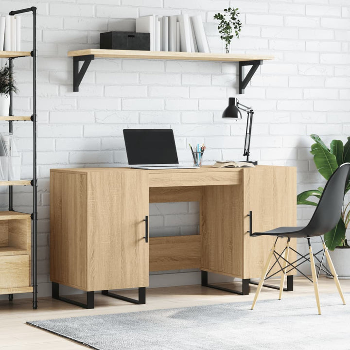 skrivebord 140x50x75 cm konstrueret træ sonoma-eg