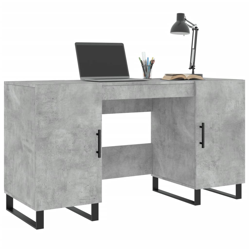 skrivebord 140x50x75 cm konstrueret træ betongrå